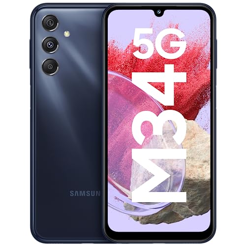 Samsung Galaxy M34 5G (Midnight Blue,8GB,128GB)|120Hz sAMOLED Display|50MP Triple No Shake Cam|6000 mAh Battery|4 Gen OS Upgrade & 5 Year Security Update|12GB RAM with RAM+|Android 13|Without Charger